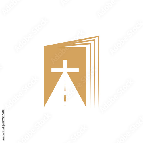 cross faith guide book logo design vector icon illustration