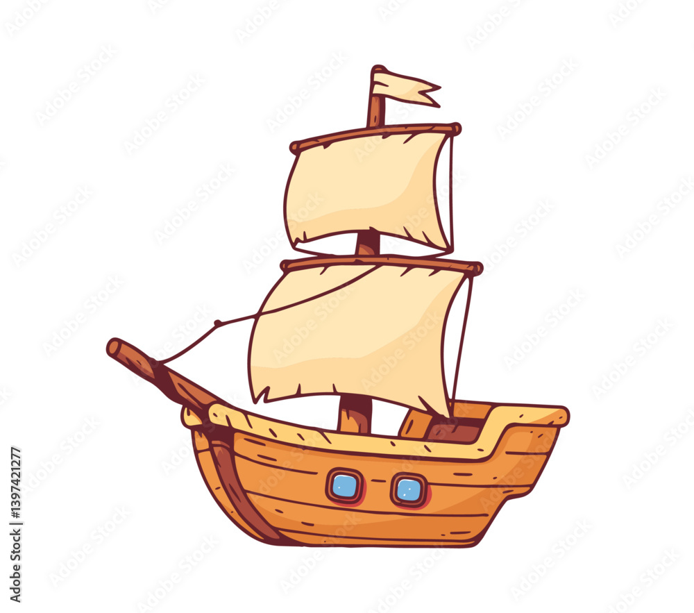 sail ship cartoon illustration