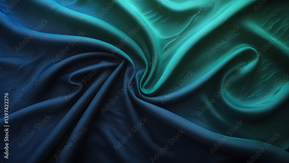Fototapeta premium Textile Swirl: The image captures the graceful flow and folds of a luxurious fabric with a gradient of captivating colors that draw the eye.