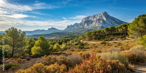 Sun-drenched Sainte-Victoire, Provence's iconic peak, dominates the Aix-en-Provence landscape.