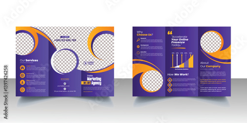 Corporate business editable trifold brochure template. Creative and professional tri-fold brochure vector design for corporate business. minimalist promotion tri fold catalog layout design