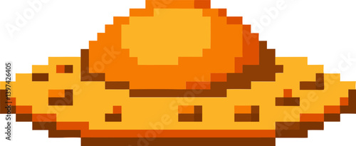 retro spaceship pixel art ufo, extraterrestrial vehicle vintage spacecraft design, digital pixelated graphics