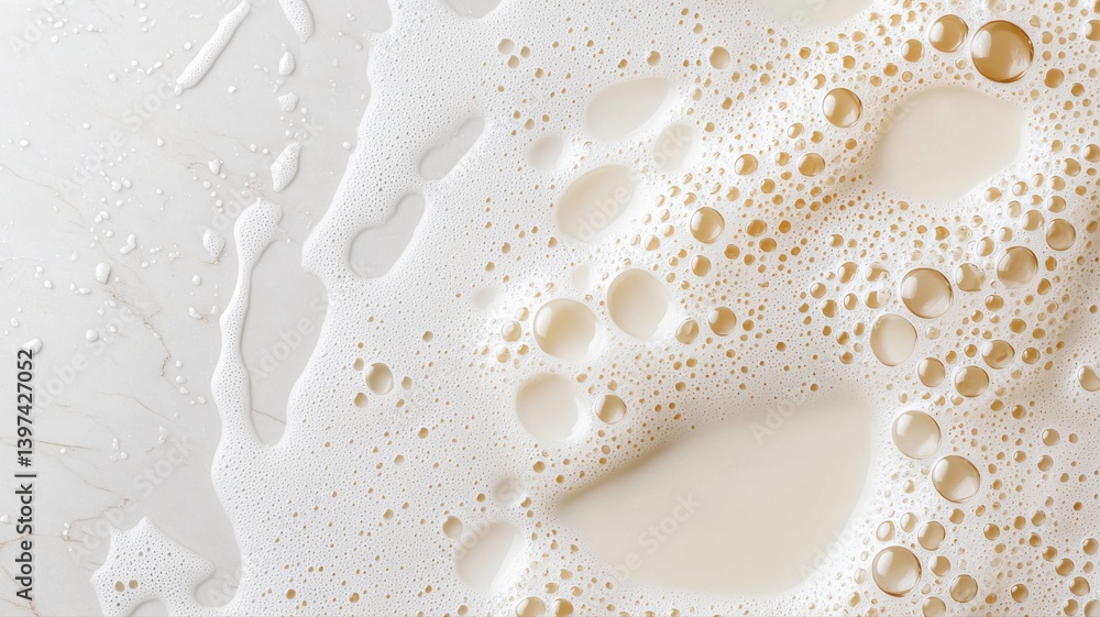 Close-up of milk with bubbles and foam creating a textured white surface. Close-up of milk with bubbles and foam creating a textured white surface.
