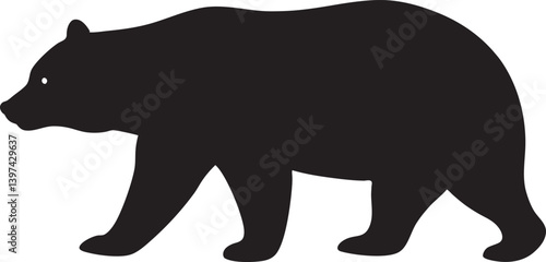 Walking Bear Silhouette Wild Animal, vector illustration