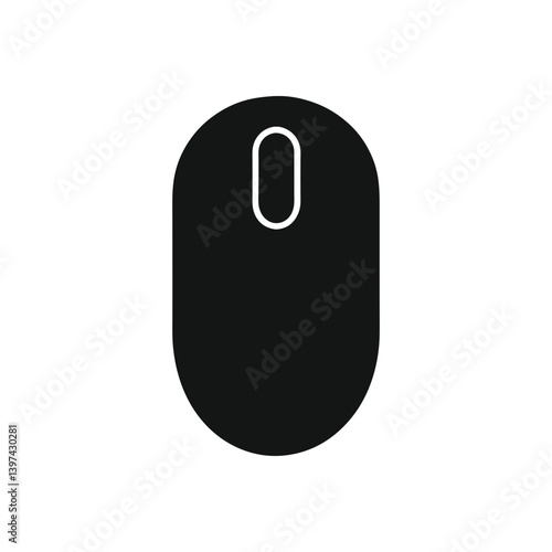 Computer Mouse Silhouette Vector On White Background