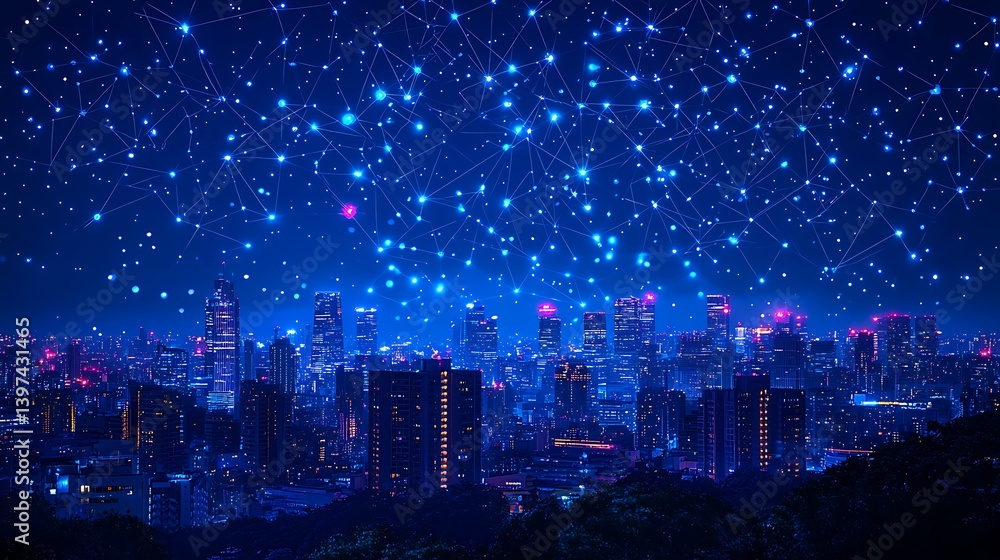 Fototapeta premium Night City Network