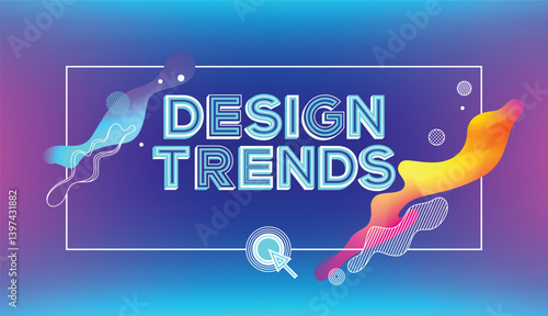 Design trends concept in holographic fluid composition in modern typography. Trendy design for event, banner and poster.
