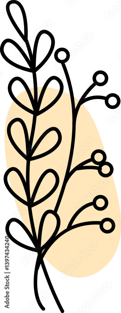 Obraz premium Simple Floral Branch Line Art