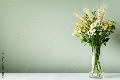 Wallpaper Mural Vibrant bouquet featuring wildflowers and wheat, set against sof Torontodigital.ca