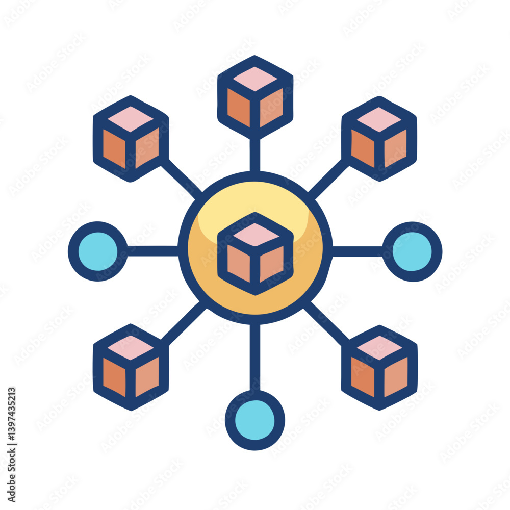 Colorful Blockchain Flat Icon Colorful Blockchain Flat Icon