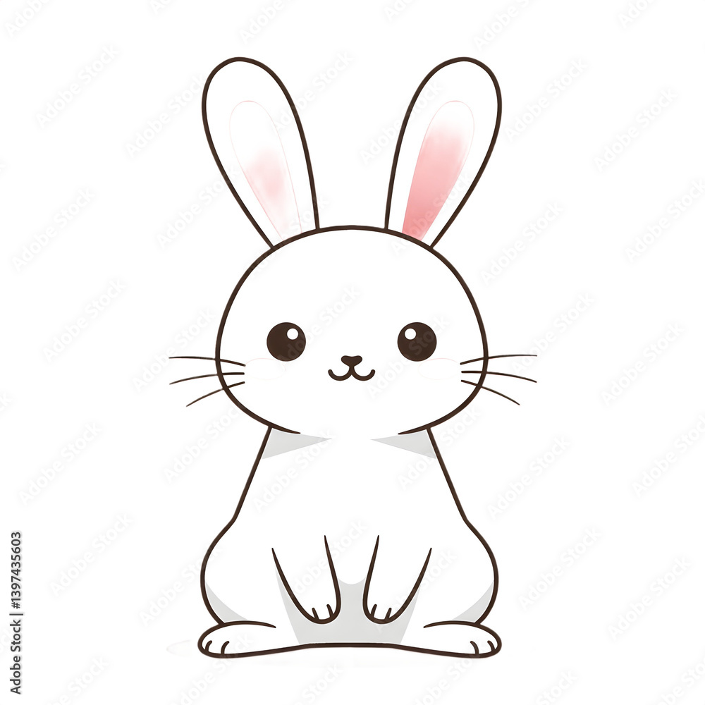 A cute digital illustration of a white bunny standing on its hind legs with an adorable expression. A cute digital illustration of a white bunny standing on its hind legs with an adorable expression.