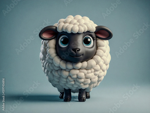 Cute cartoon sheep avatar on a minimalist background.