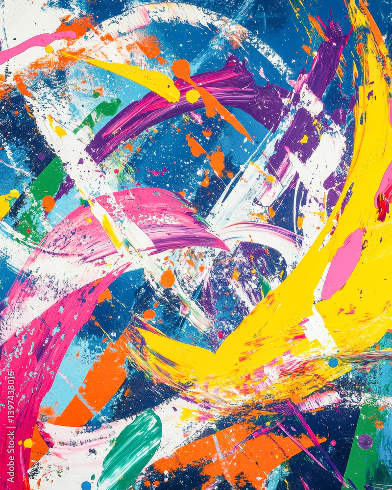 Fototapeta premium Abstract universe filled with vibrant swirling colors and pixelated glows representing creativity