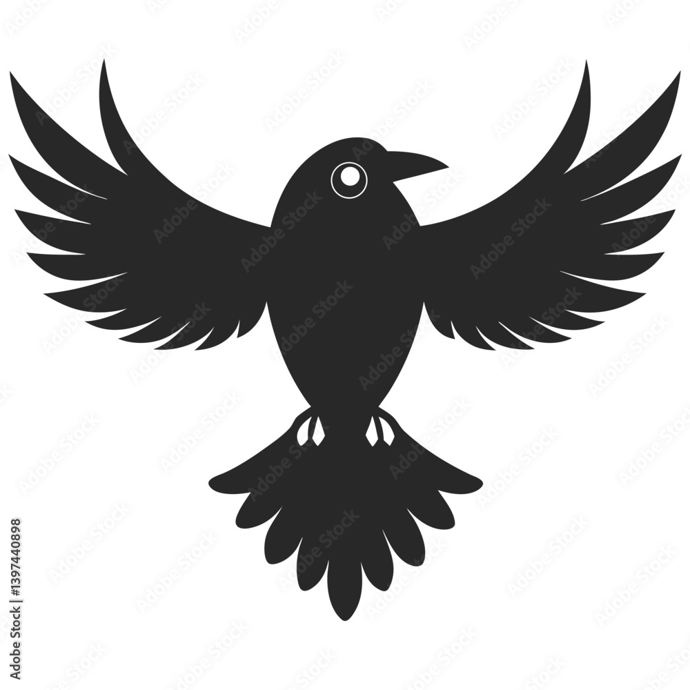 Obraz premium Minimalist Black Bird Icon With Open Wings Vector Graphic Element Design