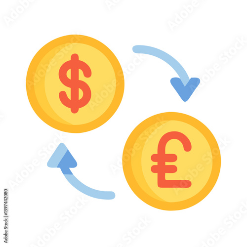  Exchange Rate Flat Vector Icon