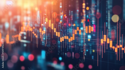 Financial Growth Concept with Digital Graphs and Stock Market Trends