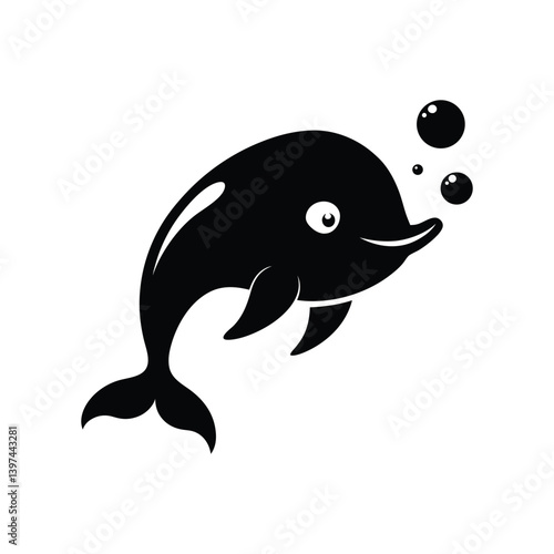 a vector illustration of a beluga whale blowing bubble on.eps