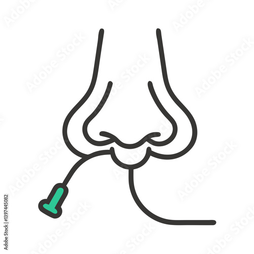 Nose with Nasal Cannula Tube Icon Design
