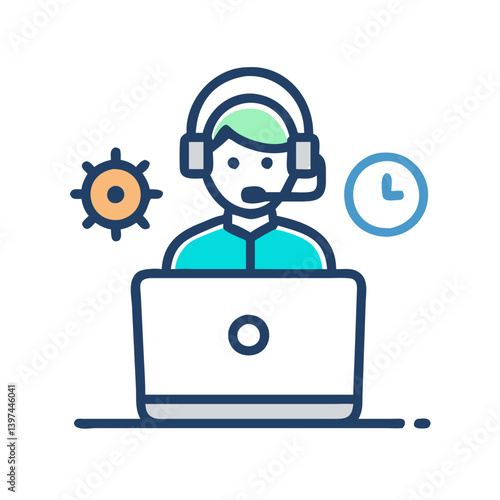  Colorful IT Support Flat Icon