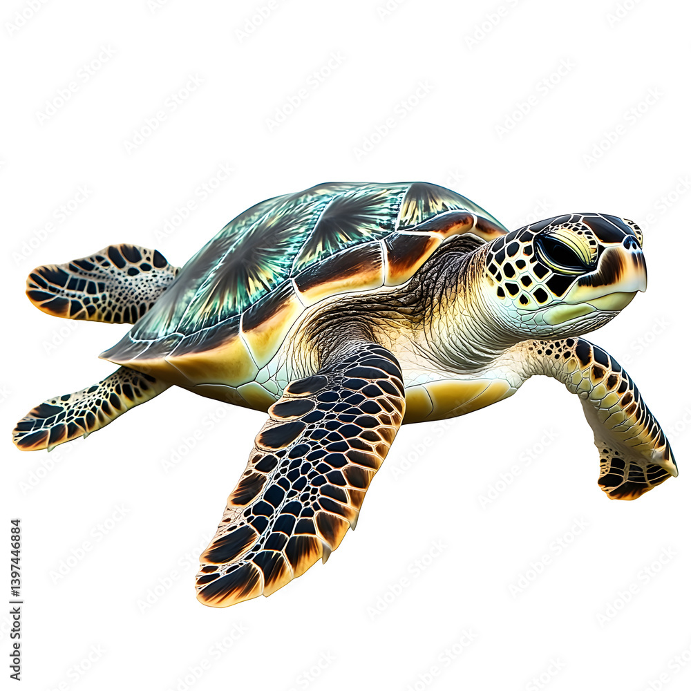 Fototapeta premium A sea turtle isolated on a white background