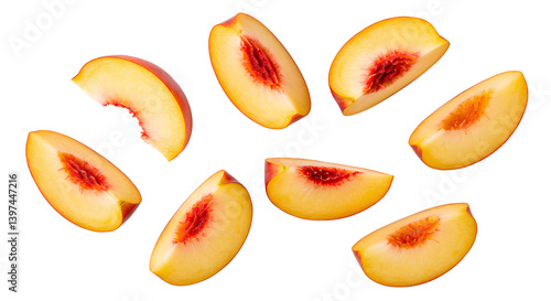 nectarine png. nectarine fruit slices isolated. juicy and ripe nectarine fruit full of water and vitamins png. organic, vegan and vegetarian nectarine png