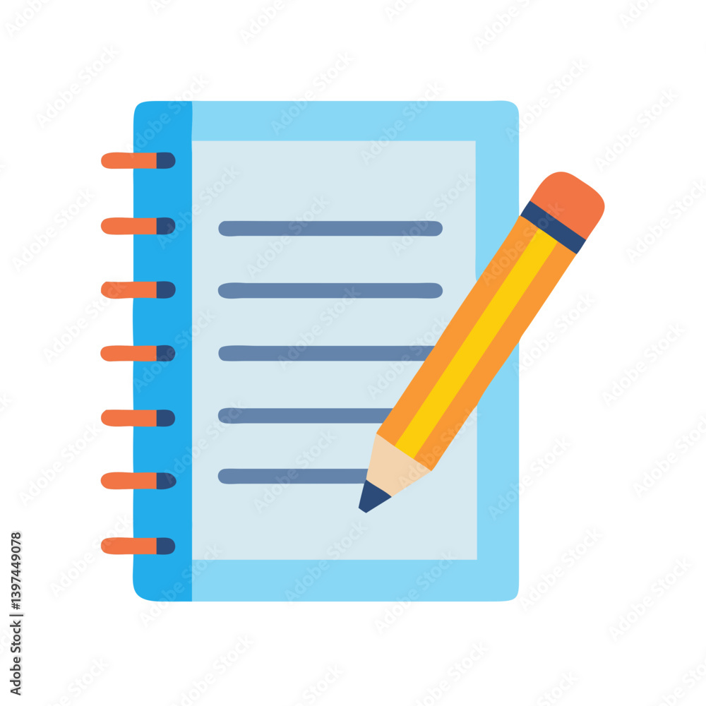 Notebook with Pencil for Creative Notes Icon Design Notebook with Pencil for Creative Notes Icon Design