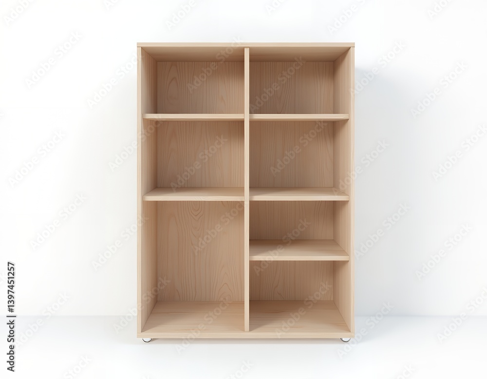 Light Oak Open Bookcase with Adjustable Shelves Isolated Light Oak Open Bookcase with Adjustable Shelves Isolated