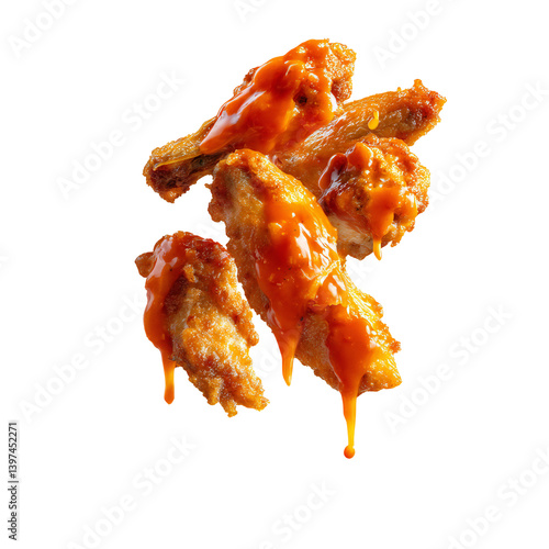 chicken barbecue roasted sauce dicut isolated, Baked chicken wings with sesame and sauce