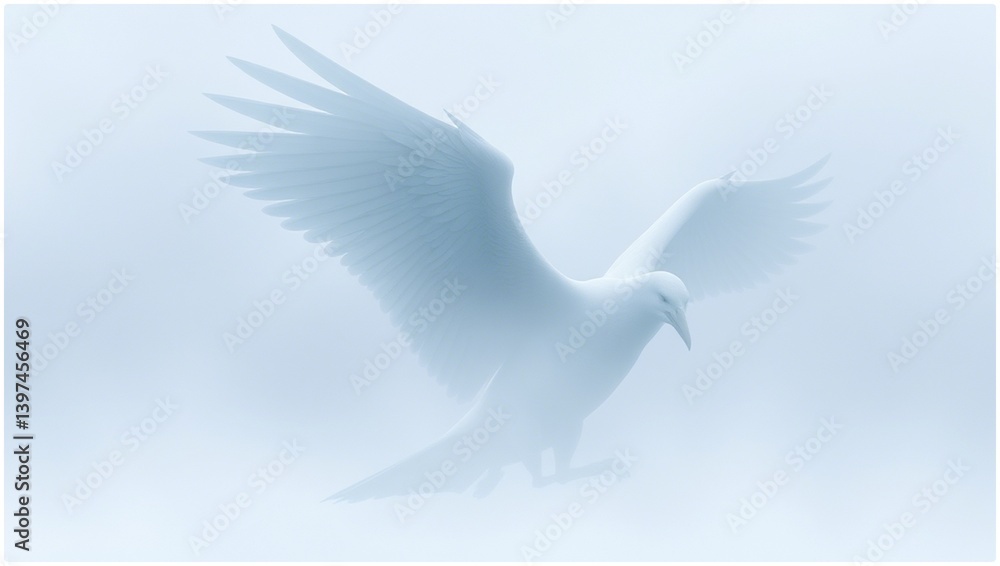 Fototapeta premium A white dove, symbol of peace and freedom, flies in the blue sky