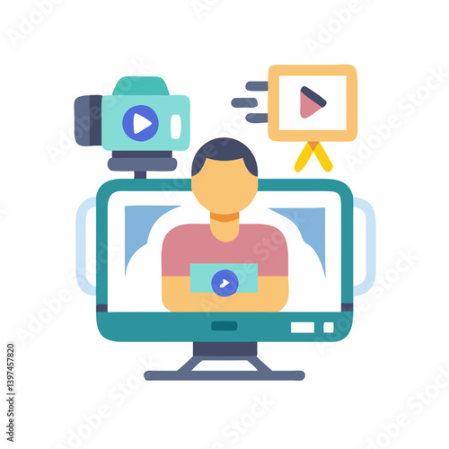  Dynamic Vlogging Flat Icon