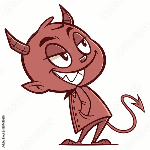 Devil emoji with tiny horns and a sly smirk