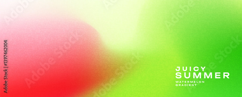 Juicy Summer watermelon color gradient background for website banner, header. Long horizontal cover or poster in red, green, yellow vibrant mesh gradient