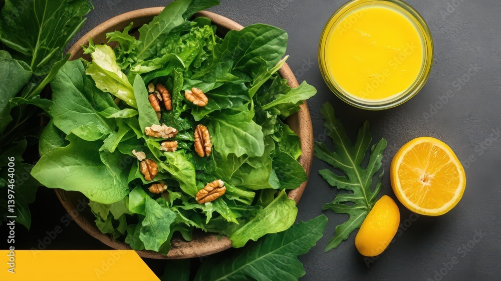 Vibrant Green Salad with Pecans and Lemon Dressing