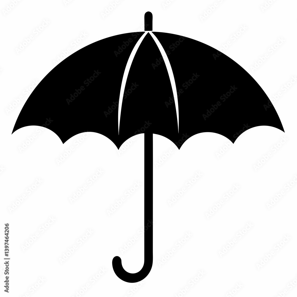 umbrella Silhouette black on White Background umbrella Silhouette black on White Background