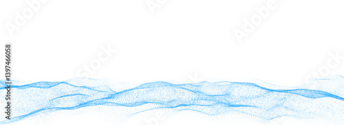 Futuristic technology wave. Digital cyberspace. Abstract vector wave with moving particles. Big data analytics.