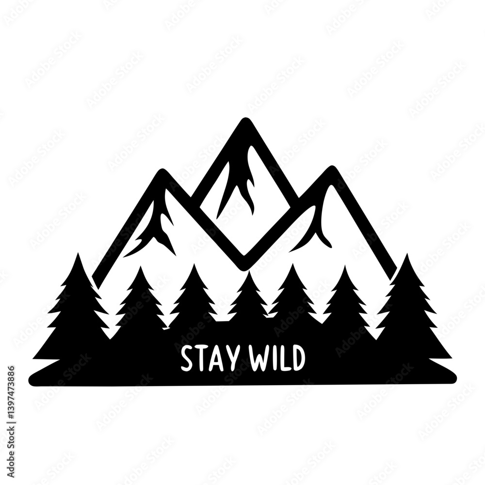 Obraz premium Majestic Mountains and Evergreen Forest Stay Wild Adventure Nature Scene