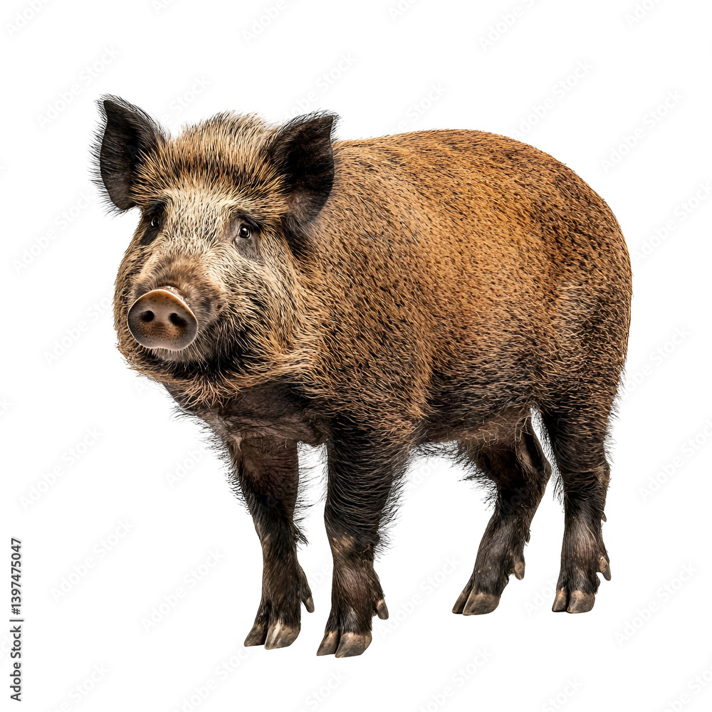 Isolated wild boar portrait showcasing its rugged features against dark background Isolated wild boar portrait showcasing its rugged features against dark background
