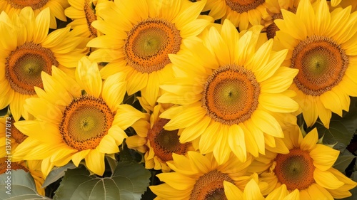 Obraz na płótnie Vibrant Yellow Sunflowers Close Up w salonie