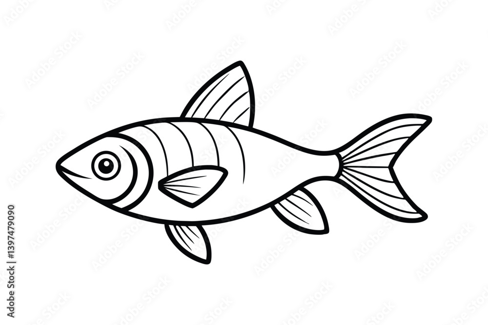 A line art drawing of a tiny tetra fish.eps A line art drawing of a tiny tetra fish.eps