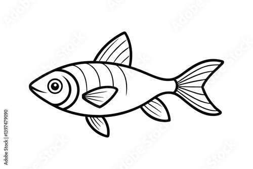 A line art drawing of a tiny tetra fish.eps