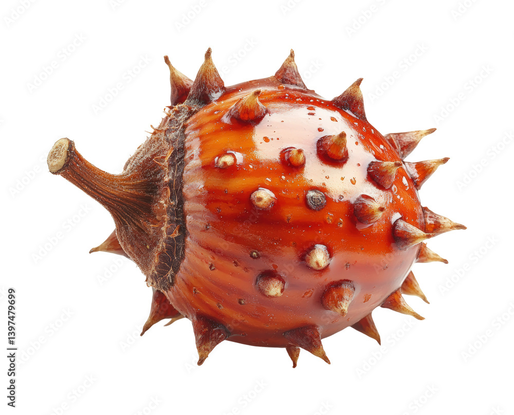 Obraz premium Collecting spiky horse chestnuts in autumn forest nature isolated on transparent background, png