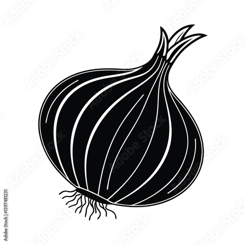 Onion Silhouette isolated on a white background