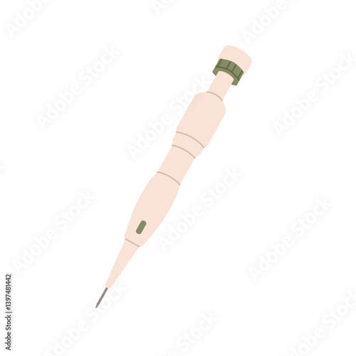 Vector CHOI pen for DHI hair transplant technique. Instrument for method of transplantation hair follicles to baldness head. Implanter against hair loss