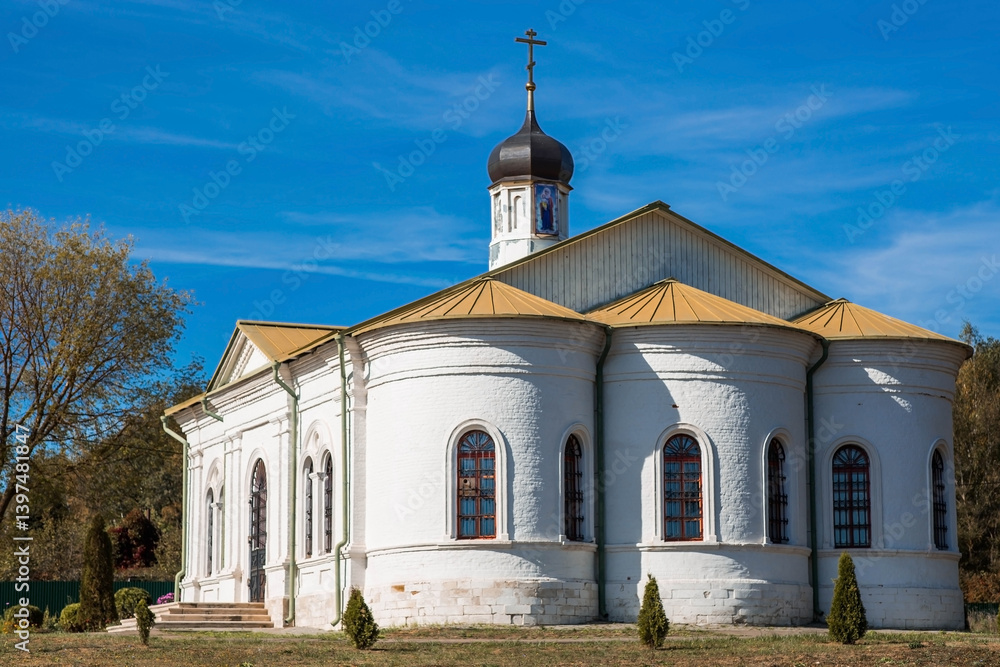 Naklejka premium The Church of the Icon of the Mother of God Odigitria in Cherneva. Moscow region, Zaraysk city district, Chernevo village.
