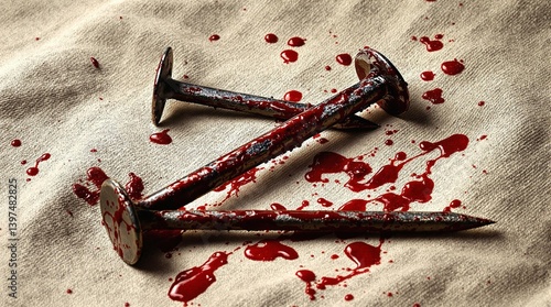 Three bloody iron nails Good Friday