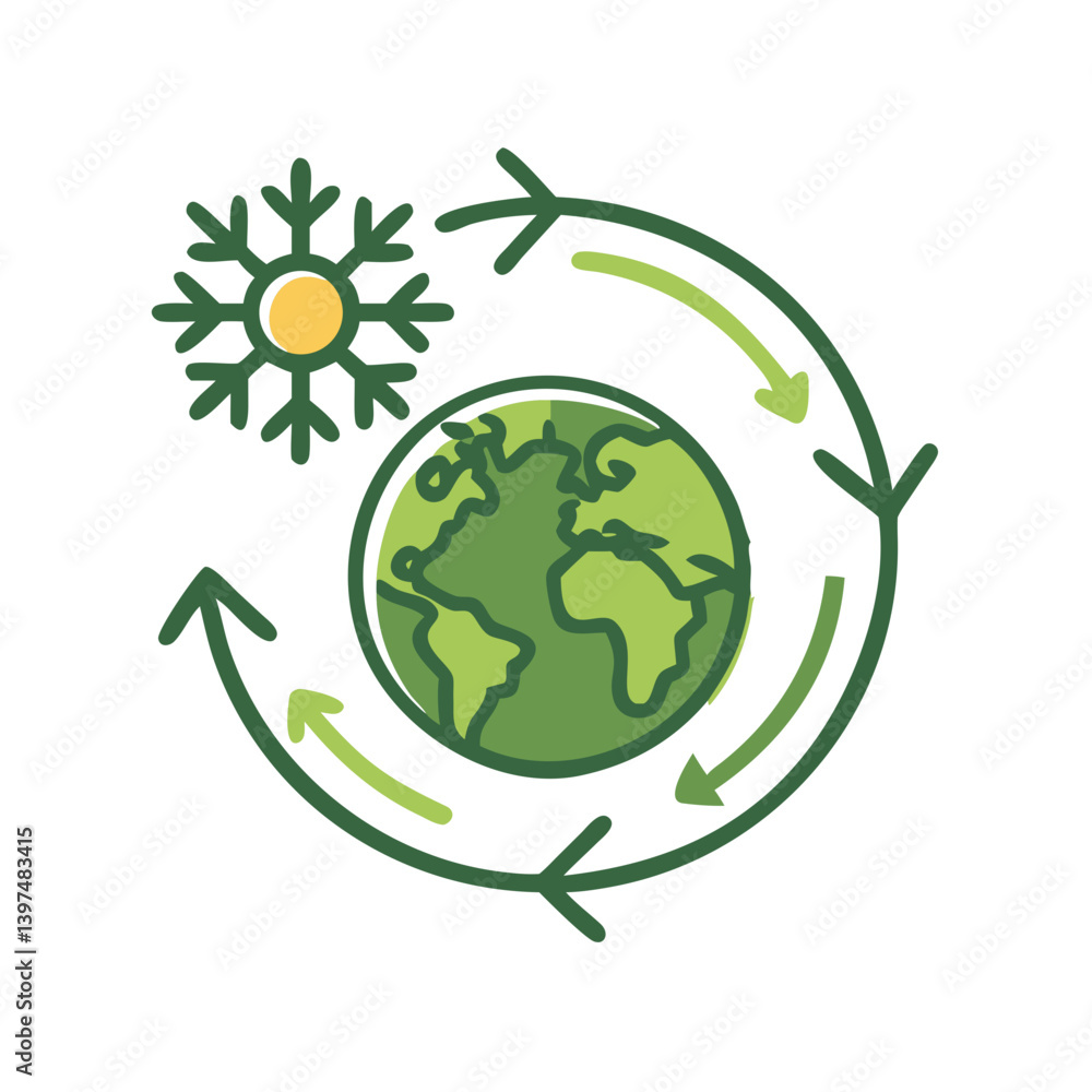 Climate Change Icon with Earth, Sun, and Snowflake on Transparent Background Climate Change Icon with Earth, Sun, and Snowflake on Transparent Background