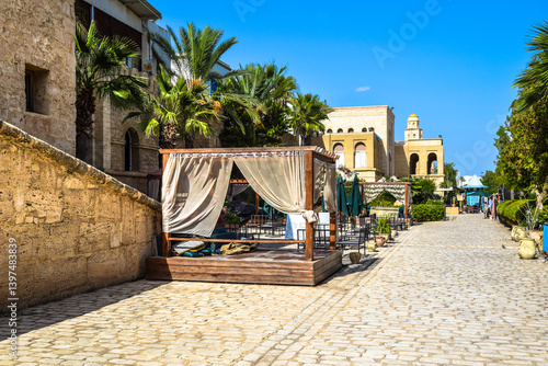 Promenade along the walls of the medina of Yasmine Hammamet, Tunisia.