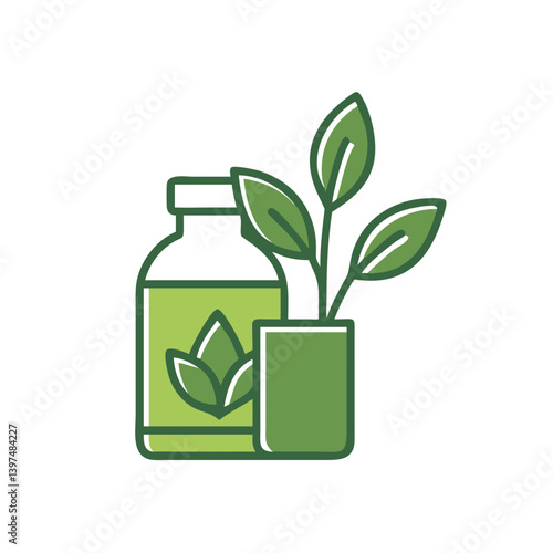 Wallpaper Mural Sustainable packaging icon with plants on a clean background   Torontodigital.ca