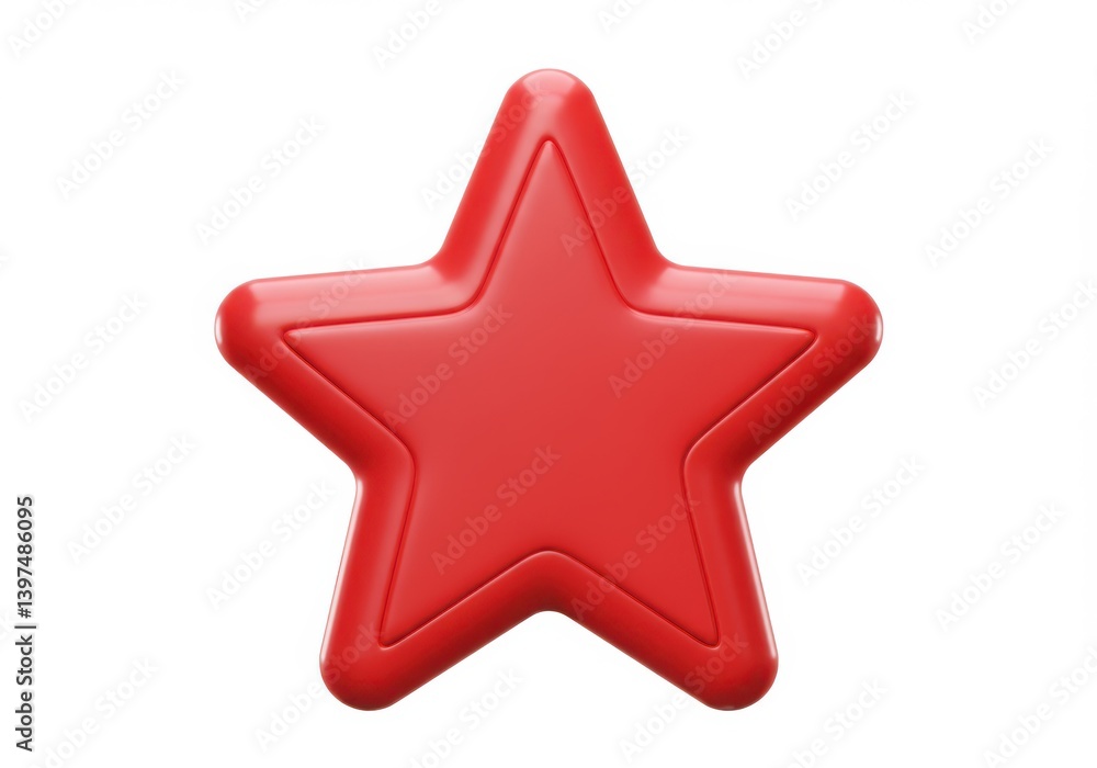 Rendering of a single red star on white space Rendering of a single red star on white space