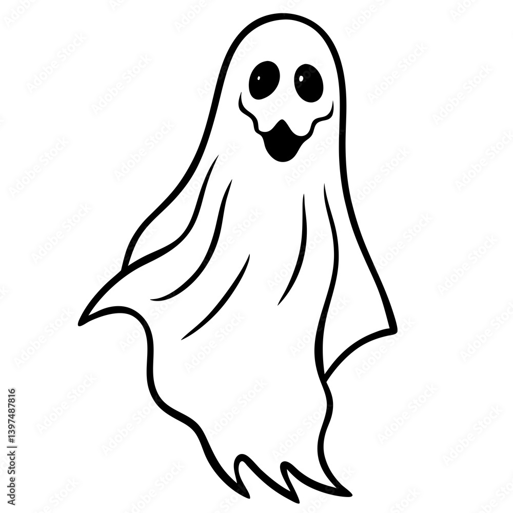 Friendly ghost cartoon character in Halloween style Friendly ghost cartoon character in Halloween style